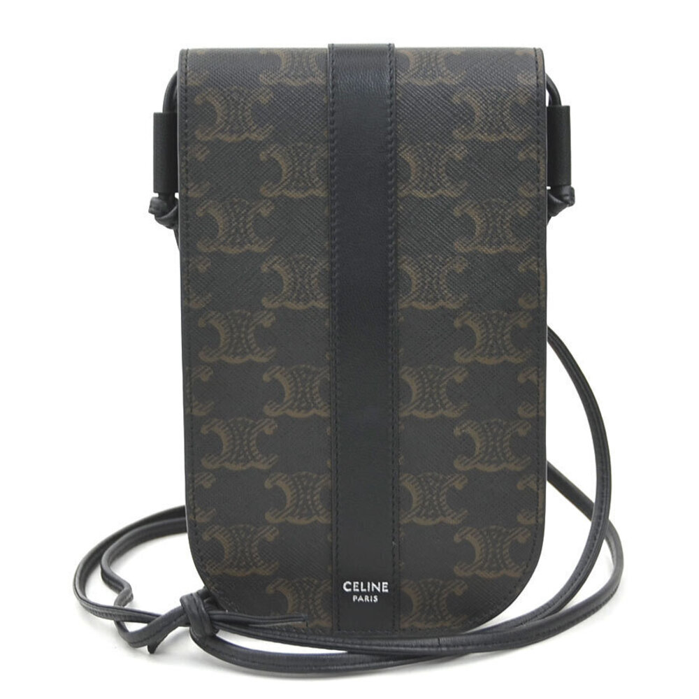 Celine Shoulder Bag Phone Canvas Black